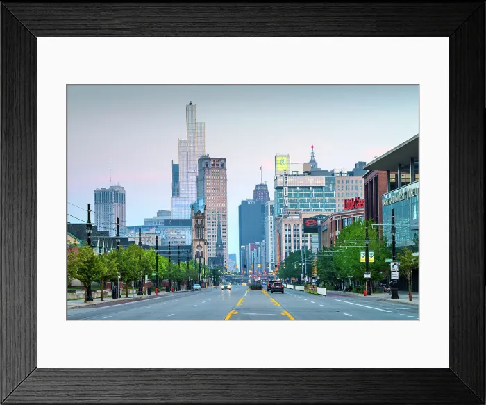 Framed Print : USA, Detroit, Michigan, Looking Down Woodward Avenue, Detroit's Main Street, New Hudson Building, Skyscraper Framed Print : USA, Detroit, Michigan, Looking Down Woodward Avenue, Detroit's Main Street, New Hudson Building, Skyscraper