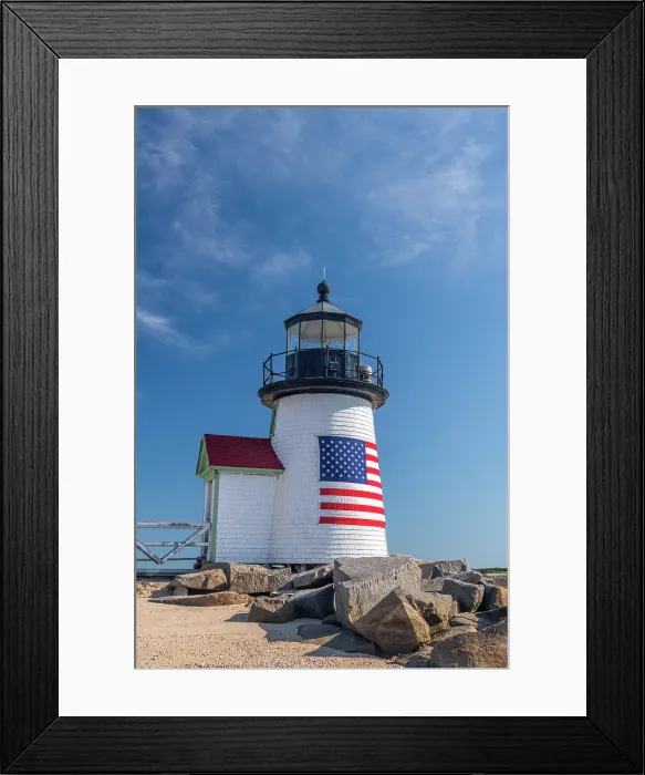 Framed Print : USA, Massachusetts, Nantucket, Nantucket Town, Brant Point, Brant Point Lighthouse