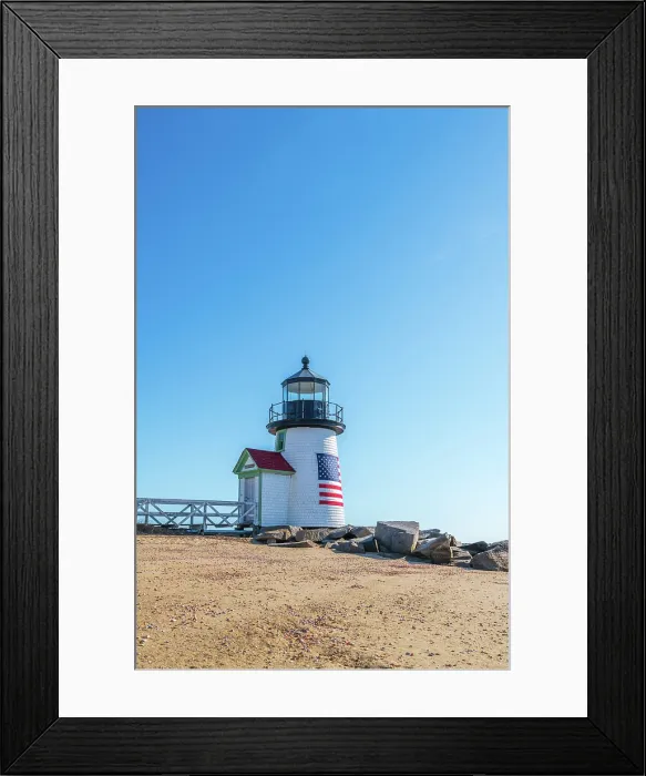 Framed Print : USA, Massachusetts, Nantucket, Nantucket Town, Brant Point, Brant Point Lighthouse