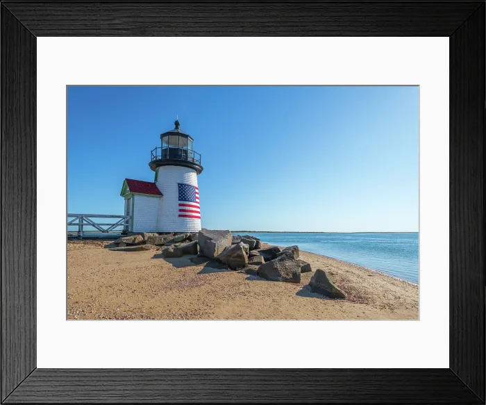 Framed Print : USA, Massachusetts, Nantucket, Nantucket Town, Brant Point, Brant Point Lighthouse
