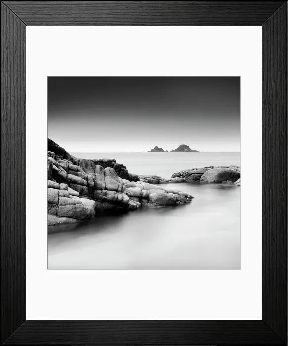 Framed Print : Long exposure image, Porth Nanven, Cot Valley, near St Just, Cornwall, England