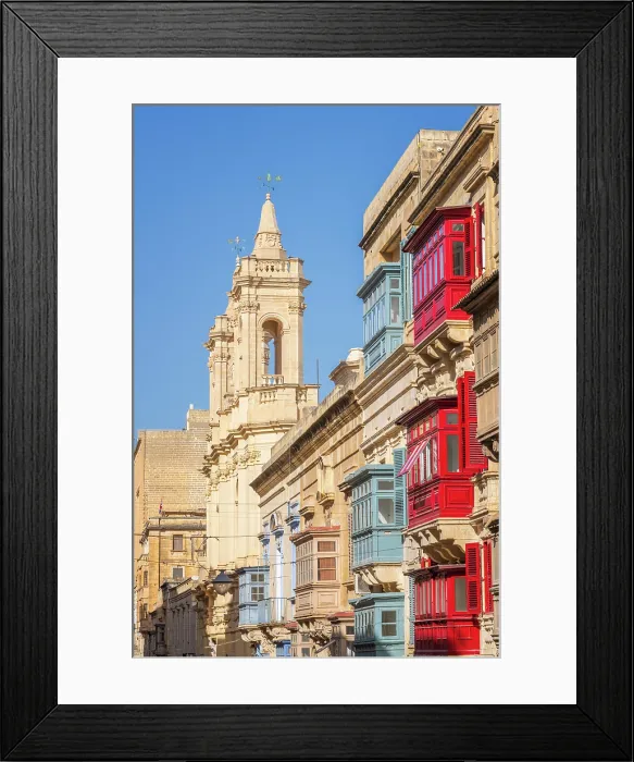 Framed Print : Typical Street Scene in the heart of Valletta, Valletta, Malta Framed Print : Typical Street Scene in the heart of Valletta, Valletta, Malta