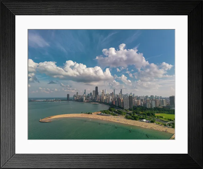 Framed Print : Chicago Skyline from North Avenue Beach Pier, Chicago, Illinois, USA