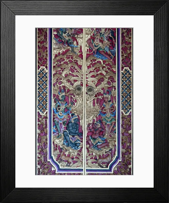 Framed Print : Decorated door in a temple in Ubud, Bali, Indonesia Framed Print : Decorated door in a temple in Ubud, Bali, Indonesia