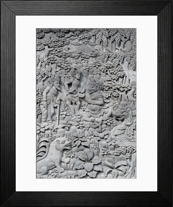 Framed Print : Stone carving in a temple in Ubud, Bali, Indonesia Framed Print : Stone carving in a temple in Ubud, Bali, Indonesia