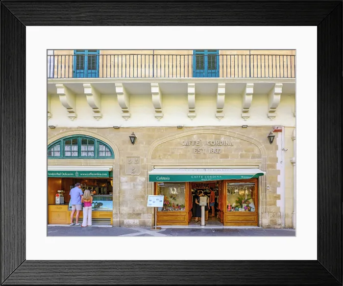 Framed Print : Typical Street Scene in the heart of Valletta, Cafe Cordina Capital City of Malta Valletta, Malta Framed Print : Typical Street Scene in the heart of Valletta, Cafe Cordina Capital City of Malta Valletta, Malta