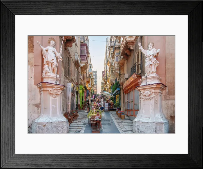 Framed Print : Typical Street Scene in the heart of Valletta, Valletta, Malta Framed Print : Typical Street Scene in the heart of Valletta, Valletta, Malta