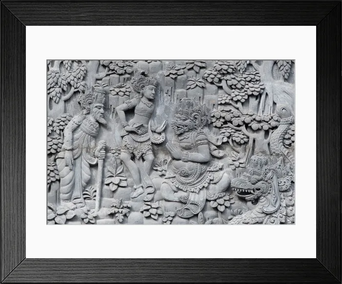 Framed Print : Stone carving in a temple in Ubud, Bali, Indonesia Framed Print : Stone carving in a temple in Ubud, Bali, Indonesia