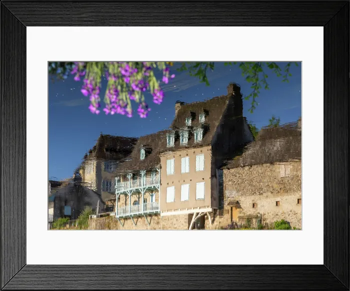 Framed Print : Traditional houses reflected in the Dordogne river, Argentat, Correze, Nouvelle-Aquitaine, France Framed Print : Traditional houses reflected in the Dordogne river, Argentat, Correze, Nouvelle-Aquitaine, France