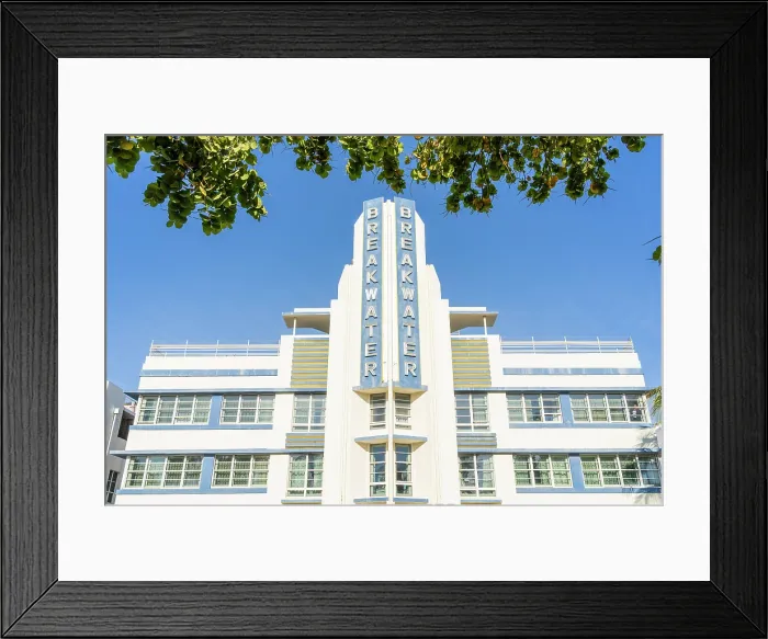 Framed Print : Breakwater Hotel, Art Deco facade on Ocean Drive, South Beach, Miami, Florida, USA