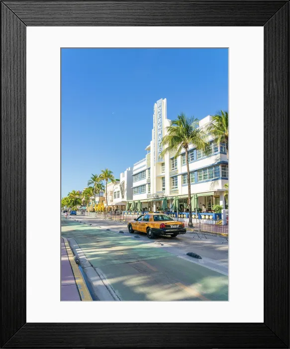 Framed Print : Yellow Cab, Ocean Drive, South Beach, Miami, Florida, USA Framed Print : Yellow Cab, Ocean Drive, South Beach, Miami, Florida, USA
