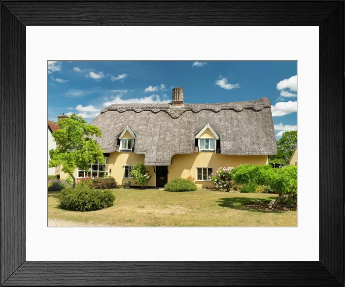 Framed Print : Thatched Cottage, Cross Green, Suffolk, England Framed Print : Thatched Cottage, Cross Green, Suffolk, England