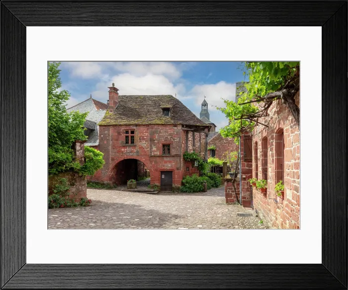 Framed Print : Traditional red sandstone buildings, Collonges-La-Rouge, Correze, Nouvelle-Aquitaine, France