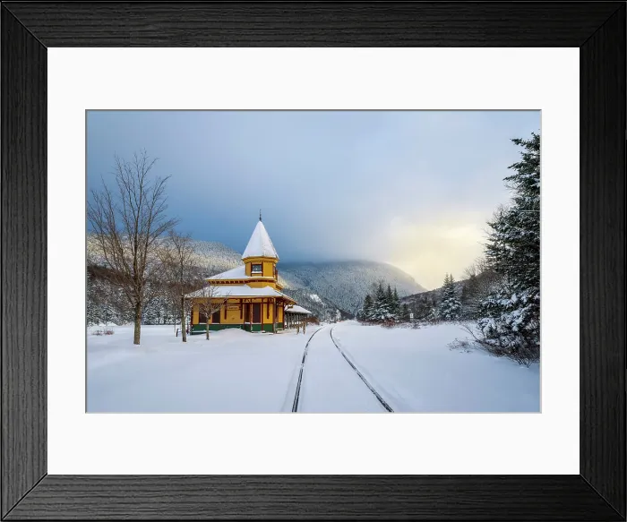 Framed Print : Crawford Notch Depot in winter, White Mountain National Forest, Carroll, New Hampshire, USa Framed Print : Crawford Notch Depot in winter, White Mountain National Forest, Carroll, New Hampshire, USa