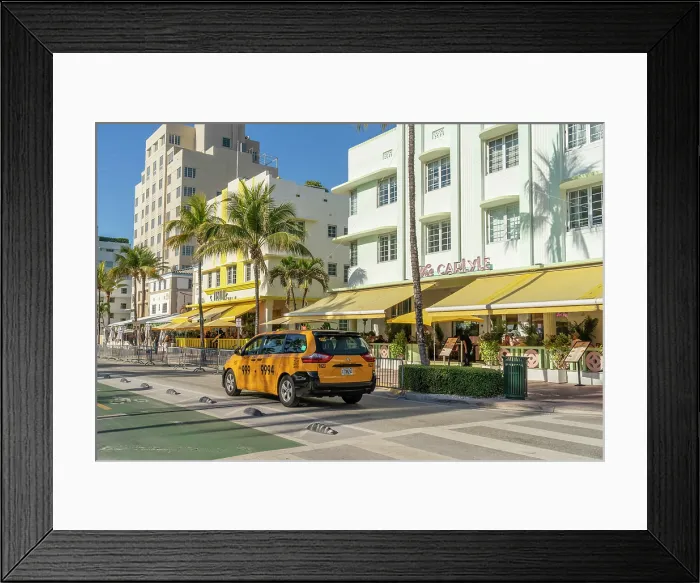 Framed Print : Yellow Cab, Ocean Drive, South Beach, Miami, Florida, USA Framed Print : Yellow Cab, Ocean Drive, South Beach, Miami, Florida, USA