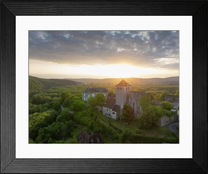 Framed Print : An aerial view of Montvalent at sunset, , Lot, Occitanie, France Framed Print : An aerial view of Montvalent at sunset, , Lot, Occitanie, France