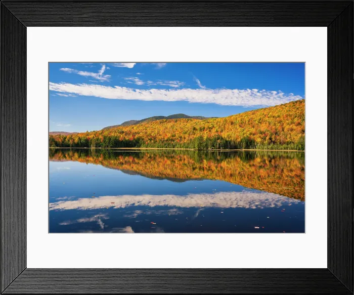 Framed Print : Foliage and cloud reflection in autumn, Adirondack Mountains, New York, USA