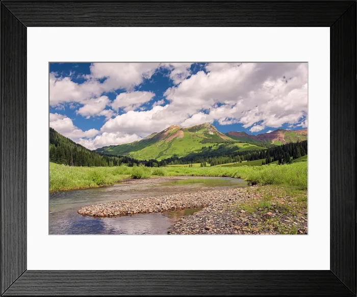 Framed Print : Gothic River to Precarious Peak Mountain, Crested Butte, Colorado, USA Framed Print : Gothic River to Precarious Peak Mountain, Crested Butte, Colorado, USA