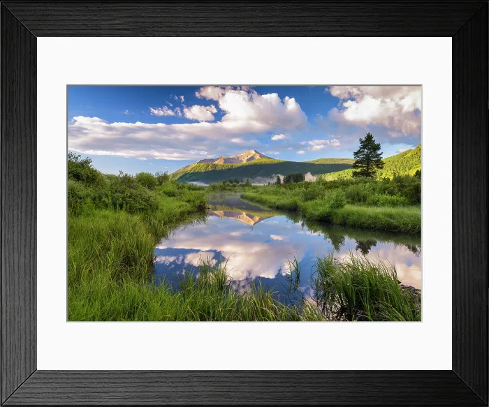 Framed Print : Whetstone Mountain reflection, Crested Butte, Colorado, USA