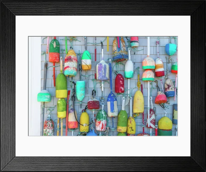 Framed Print : USA, Massachusetts, Cape Cod, Lower Cape, Orleans, Rock Harbor, Captain Cass Rock Harbor Seafood restaurant, decorated with lobster buoys Framed Print : USA, Massachusetts, Cape Cod, Lower Cape, Orleans, Rock Harbor, Captain Cass Rock Harbor Seafood restaurant, decorated with lobster buoys