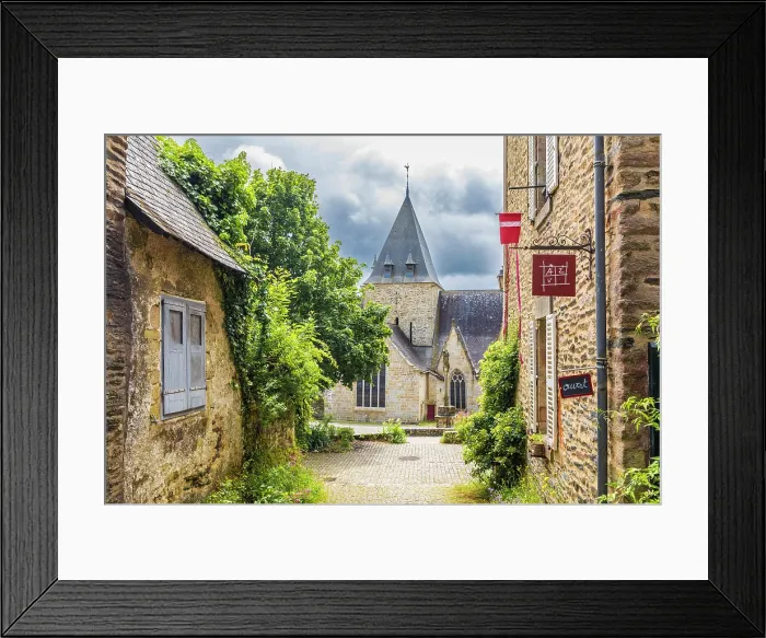 Framed Print : Village alley to Notre-Dame-de-la-Tronchaye church, Rochefort-en-Terre, Morbihan, Brittany, France Framed Print : Village alley to Notre-Dame-de-la-Tronchaye church, Rochefort-en-Terre, Morbihan, Brittany, France