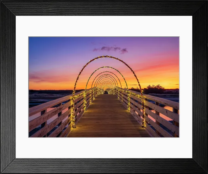 Framed Print : Holiday lights on footbridge, Ogunquit, Maine, USA Framed Print : Holiday lights on footbridge, Ogunquit, Maine, USA