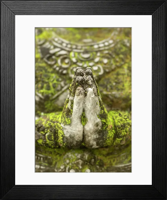 Framed Print : Praying hands of a statue at the Taman Ayun Temple, Bali, Indonesia Framed Print : Praying hands of a statue at the Taman Ayun Temple, Bali, Indonesia