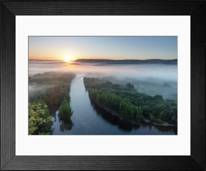 Framed Print : Dordogne River, at dawn, Floirac, Lot, Occitanie, France Framed Print : Dordogne River, at dawn, Floirac, Lot, Occitanie, France