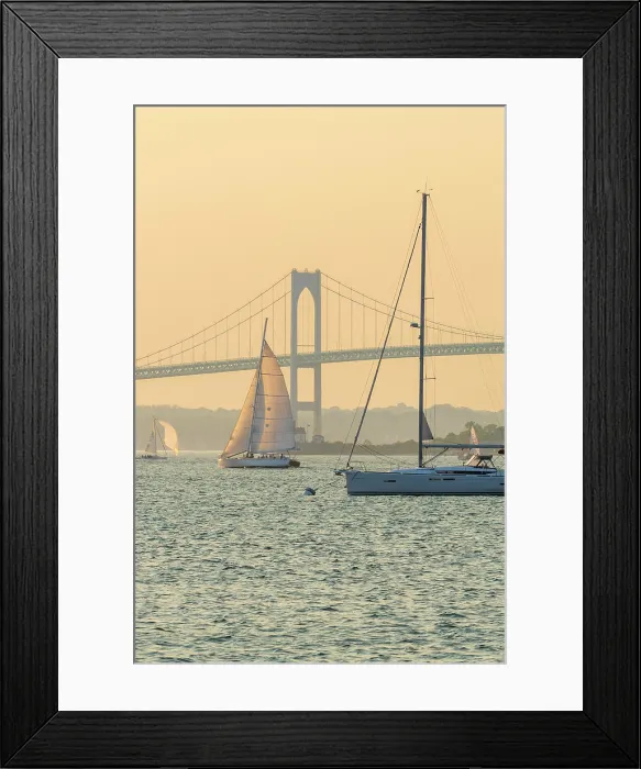 Framed Print : USA, Rhode Island, Newport, Narragansett Bay, Claiborne Pell Bridge or Newport Bridge Framed Print : USA, Rhode Island, Newport, Narragansett Bay, Claiborne Pell Bridge or Newport Bridge