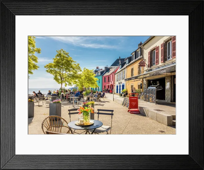 Framed Print : Place d'Ys with colorful houses, Morgat, Crozon Peninsula, Finistere, Brittany, France Framed Print : Place d'Ys with colorful houses, Morgat, Crozon Peninsula, Finistere, Brittany, France