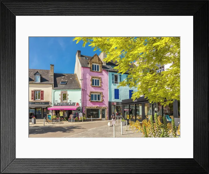 Framed Print : Place d'Ys with colorful houses, Morgat, Crozon Peninsula, Finistere, Brittany, France Framed Print : Place d'Ys with colorful houses, Morgat, Crozon Peninsula, Finistere, Brittany, France