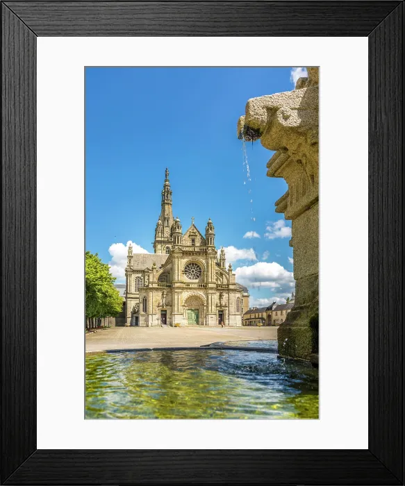 Framed Print : Fontaine Miraculeuse and Basilique de Sainte-Anne-d'Auray, Morbihan, Brittany, France
