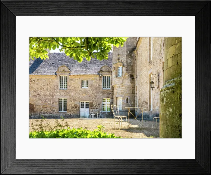 Framed Print : Courtyard of the Manoir du Colombier, Henon, Cotes-d'Armor, Brittany, France