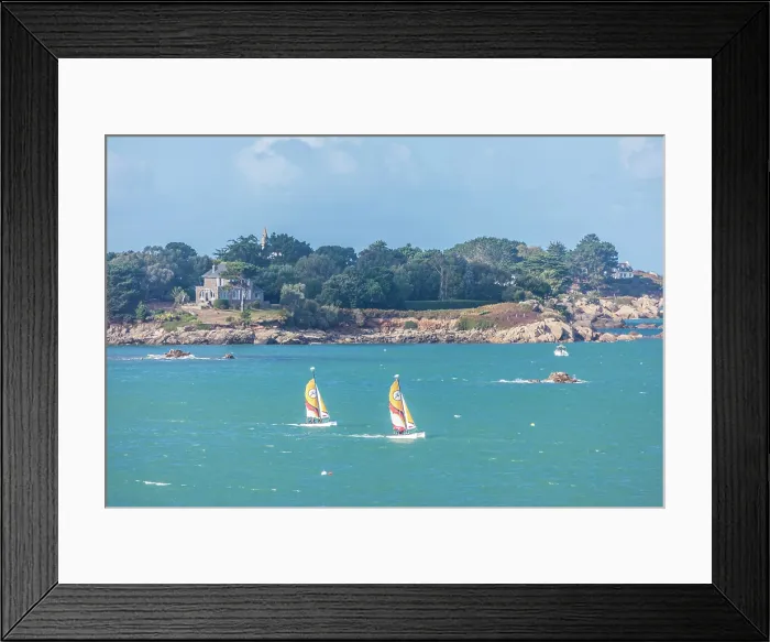 Framed Print : Coast with sailboats near Carantec, Finistere, Brittany, France Framed Print : Coast with sailboats near Carantec, Finistere, Brittany, France