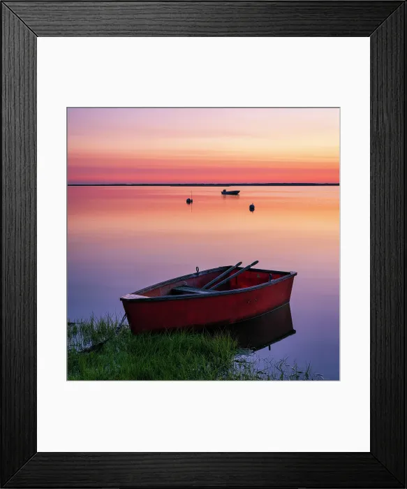 Framed Print : Red rowboat at sunrise on Cape Cod marsh, Orleans, Massachusetts, USA Framed Print : Red rowboat at sunrise on Cape Cod marsh, Orleans, Massachusetts, USA