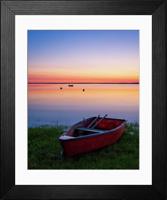 Framed Print : Red rowboat at sunrise on Cape Cod marsh, Orleans, Massachusetts, USA Framed Print : Red rowboat at sunrise on Cape Cod marsh, Orleans, Massachusetts, USA
