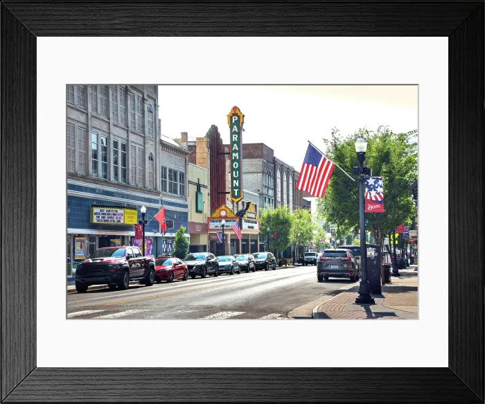 Framed Print : USA, Bristol, Virginia, Tennessee, Twin Cities, State Line Runs Down The Middle Of Its Main Street, State Street, 1931 Art Deco Paramount Theater