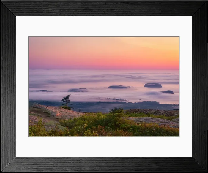 Framed Print : Sunrise and fog from Cadillack Mountain, Acadia National Park, Maine, USA Framed Print : Sunrise and fog from Cadillack Mountain, Acadia National Park, Maine, USA