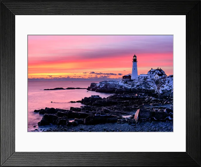 Framed Print : Sunrise on coast at Portland Head Lighthouse, Cape Elizabeth, Maine, USA Framed Print : Sunrise on coast at Portland Head Lighthouse, Cape Elizabeth, Maine, USA