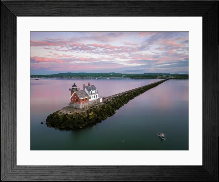 Framed Print : Rockland Harbor Breakwater Lighthouse at sunrise, Rockland, Maine, USA Framed Print : Rockland Harbor Breakwater Lighthouse at sunrise, Rockland, Maine, USA