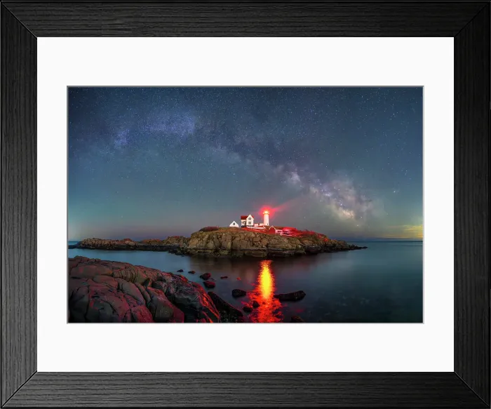 Framed Print : Milky Way over Nubble Lighthouse on Cape Neddick, Maine, USA