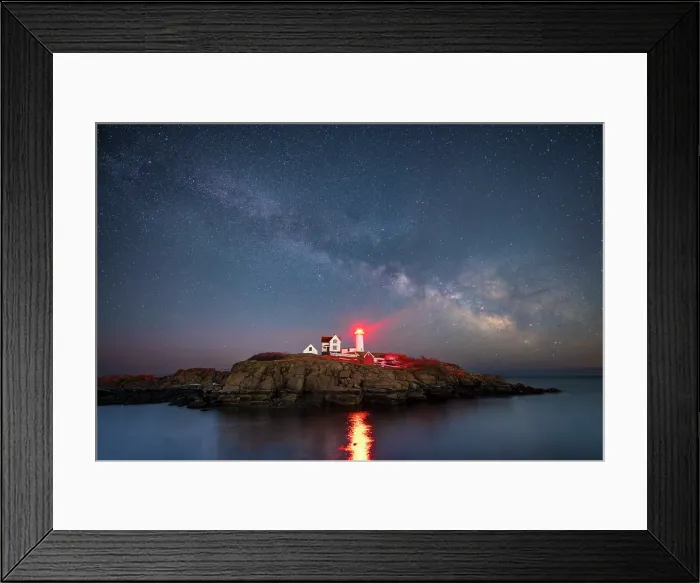 Framed Print : Milky Way over Nubble Lighthouse on Cape Neddick, Maine, USA