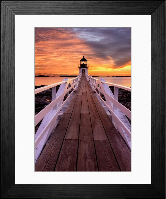 Framed Print : Sunset at Marshall Point Lighthouse, Port Clyde, Maine, USA