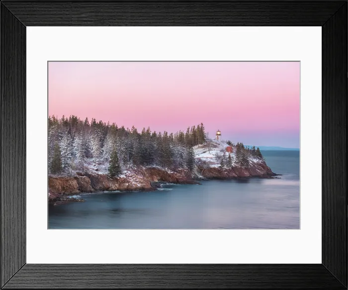 Framed Print : Winter sunset at Owl's Head Lighthouse, Owl's Head, Maine, USA Framed Print : Winter sunset at Owl's Head Lighthouse, Owl's Head, Maine, USA