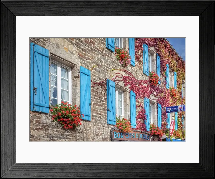 Framed Print : Historic stone house with wild vine in Saint-Thegonnec, Finistere, Brittany, France Framed Print : Historic stone house with wild vine in Saint-Thegonnec, Finistere, Brittany, France