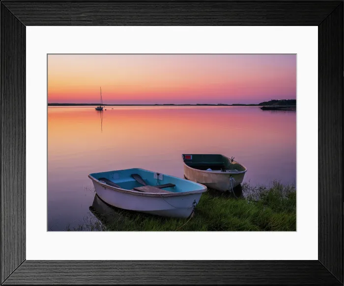 Framed Print : Two rowboats at sunrise on Cape Cod, Orleans, Massachusetts, USA Framed Print : Two rowboats at sunrise on Cape Cod, Orleans, Massachusetts, USA