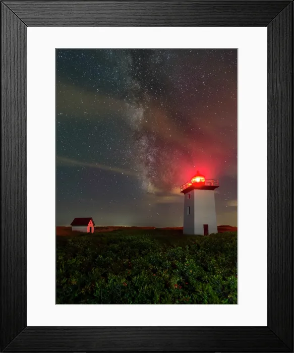 Framed Print : Milky Way over Wood End Lighthouse with red fresnel on Cape Cod, Provincetown, Massachusetts, USA
