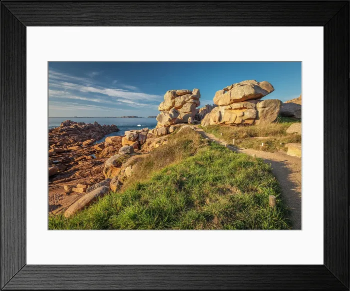 Framed Print : Coastal path near Ploumanac'h, Cote de Granit Rose, Cotes-d'Armor, Brittany, France Framed Print : Coastal path near Ploumanac'h, Cote de Granit Rose, Cotes-d'Armor, Brittany, France