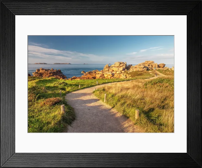Framed Print : Coastal path near Ploumanac'h, Cote de Granit Rose, Cotes-d'Armor, Brittany, France Framed Print : Coastal path near Ploumanac'h, Cote de Granit Rose, Cotes-d'Armor, Brittany, France