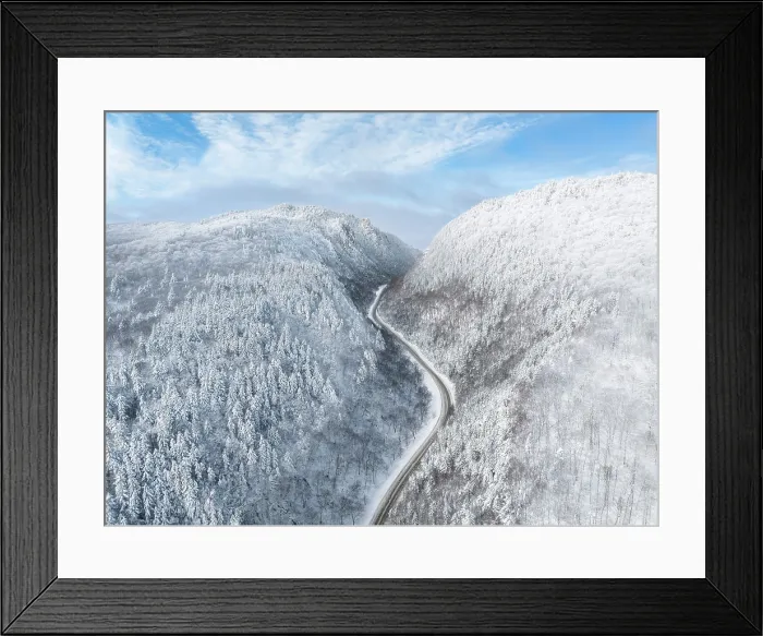 Framed Print : Mountain road with snow, Dixville Notch, New Hampshire, USa Framed Print : Mountain road with snow, Dixville Notch, New Hampshire, USa